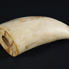 Scrimshaw Polychrome Whale Tooth “Square Rigged Ship and Anchor”