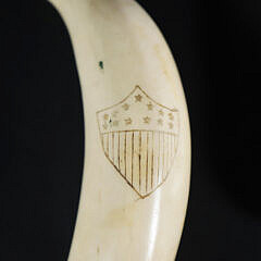 Scrimshaw Antique Whale Tooth Engraved with 13 Star Federal Shield
