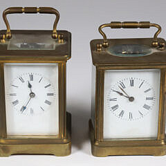 Two French Brass Carriage Clocks, 19th Century