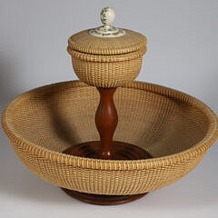 Michael Kane Woven Nantucket Style Compote Basket, circa 1989