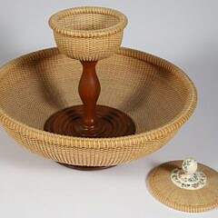 Michael Kane Woven Nantucket Style Compote Basket, circa 1989