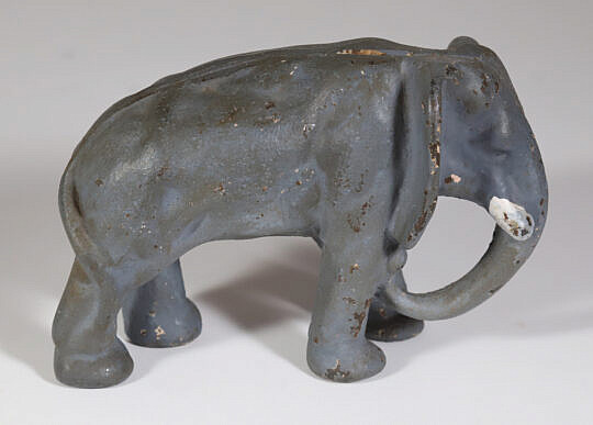 Painted Cast Iron Elephant Still Bank
