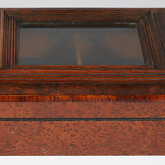 Antique Burlwood Lift Top Jewelry Box with Glass Top Window