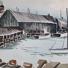 Attributed to Andrew Shunney Watercolor on Paper “Easy Street Basin, Nantucket”