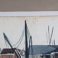 Attributed to Andrew Shunney Watercolor on Paper, “Nantucket Wharf”