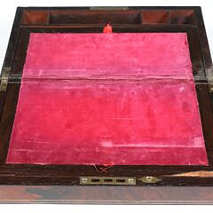 19th Century Mahogany Lap Desk with Mother of Pearl Abalone and Brass Inlays