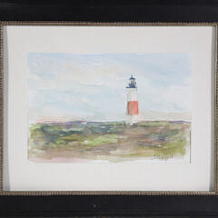 David Lazarus Watercolor on Paper "Sankaty Light, Nantucket"