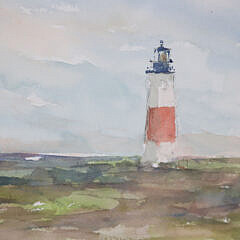 David Lazarus Watercolor on Paper “Sankaty Light, Nantucket”