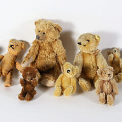 Collection of 9 Antique Miniature Articulated Bears