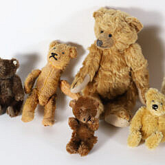 Collection of 9 Antique Miniature Articulated Teddy Bears