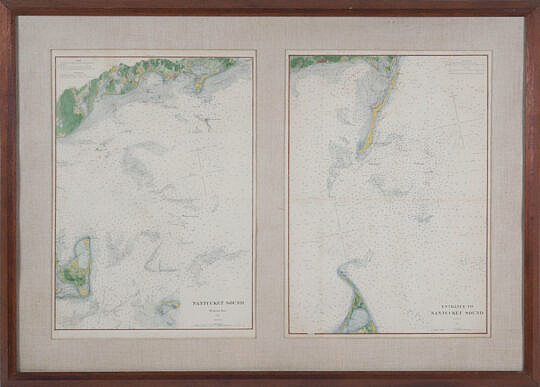 1877 Hand Colored Charts "Entrance To Nantucket Sound"