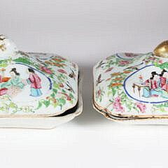 Chinese Export Famille Rose Covered Vegetable Dishes, early 19th Century