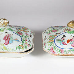 Chinese Export Famille Rose Covered Vegetable Dishes, early 19th Century