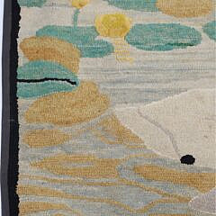 Vintage Swan Cygnets Hooked Rug