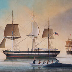 Vintage Oil on Panel “American Whalers and the Catch”