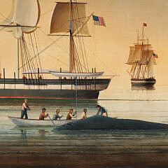 Vintage Oil on Panel “American Whalers and the Catch”