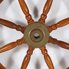 Mahogany and Brass Ship’s Wheel with Circle Inlays