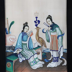 Group of Five Chinese Export Watercolors on Pith Paper