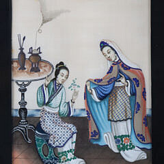 Group of Five Chinese Export Watercolors on Pith Paper