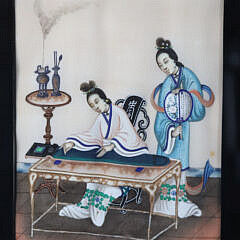 Group of Five Chinese Export Watercolors on Pith Paper