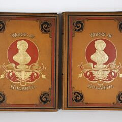 Two Tooled Leather Volumes "Works Of Hogarth"