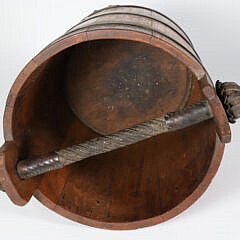 19th Century Mahogany Ship’s Fire Bucket with Leather Rope Work Handle