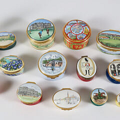 Collection of 17 English Halcyon Days Enamel Commemorative Boxes