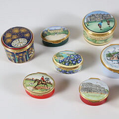 Collection of 17 English Halcyon Days Enamel Commemorative Boxes