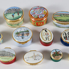 Collection of 17 English Halcyon Days Enamel Commemorative Boxes