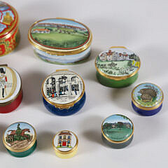 Collection of 17 English Halcyon Days Enamel Commemorative Boxes
