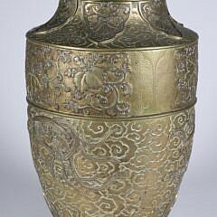 Vintage Southeast Asian Bronze Vase with Phoenix Bird Decoration