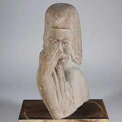 Carved Granite Sculpture “Speak No Evil”, Signed ASW