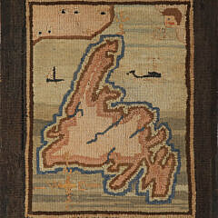 Vintage Labeled Grenfell Hooked Mat Map of Newfoundland