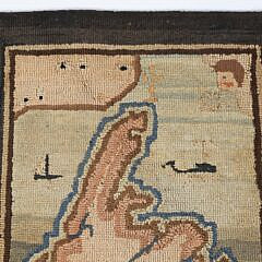 Vintage Labeled Grenfell Hooked Mat Map of Newfoundland