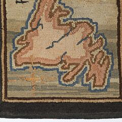 Vintage Labeled Grenfell Hooked Mat Map of Newfoundland