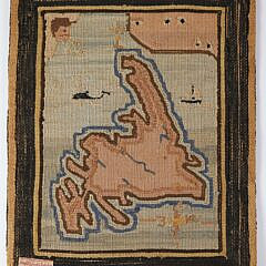 Vintage Labeled Grenfell Hooked Mat Map of Newfoundland