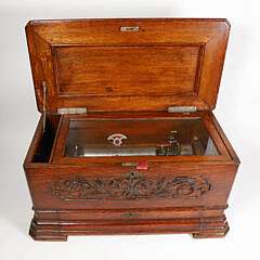 Oak Cased Cylinder Action Music Box, Late 19th Century