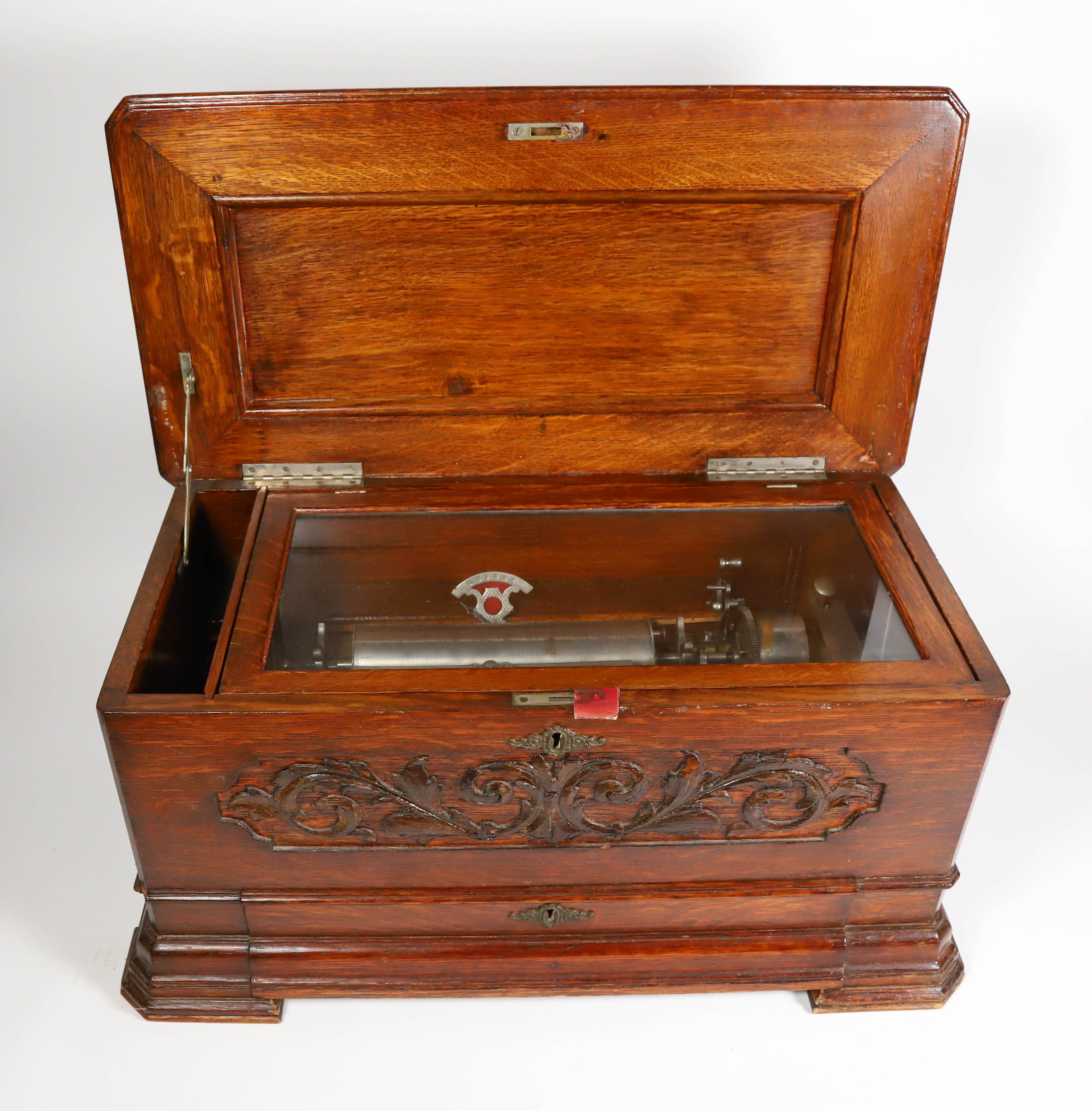 Action Music Box Oak Cased Cylinder Action Music Box Late 19th Century - Oak Cased ...