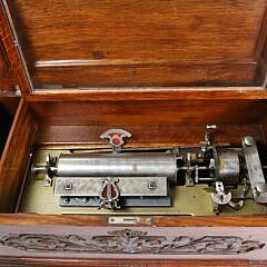 Oak Cased Cylinder Action Music Box, Late 19th Century