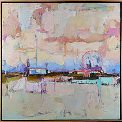 Contemporary Oil on Canvas Abstract Landscape "Night Blossoms"