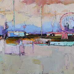 Alison Hall Cooley Contemporary Oil on Canvas Abstract Landscape “Nightblooms”