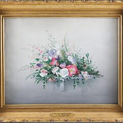 Gideon Eldon Bradbury Oil on Canvas "Still Life, Garden Flowers"