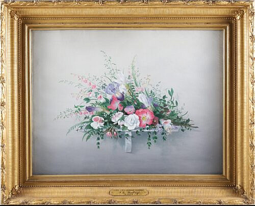 Gideon Eldon Bradbury Oil on Canvas "Still Life, Garden Flowers"