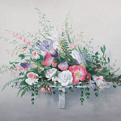 Gideon Eldon Bradbury Oil on Canvas “Still Life, Garden Flowers”