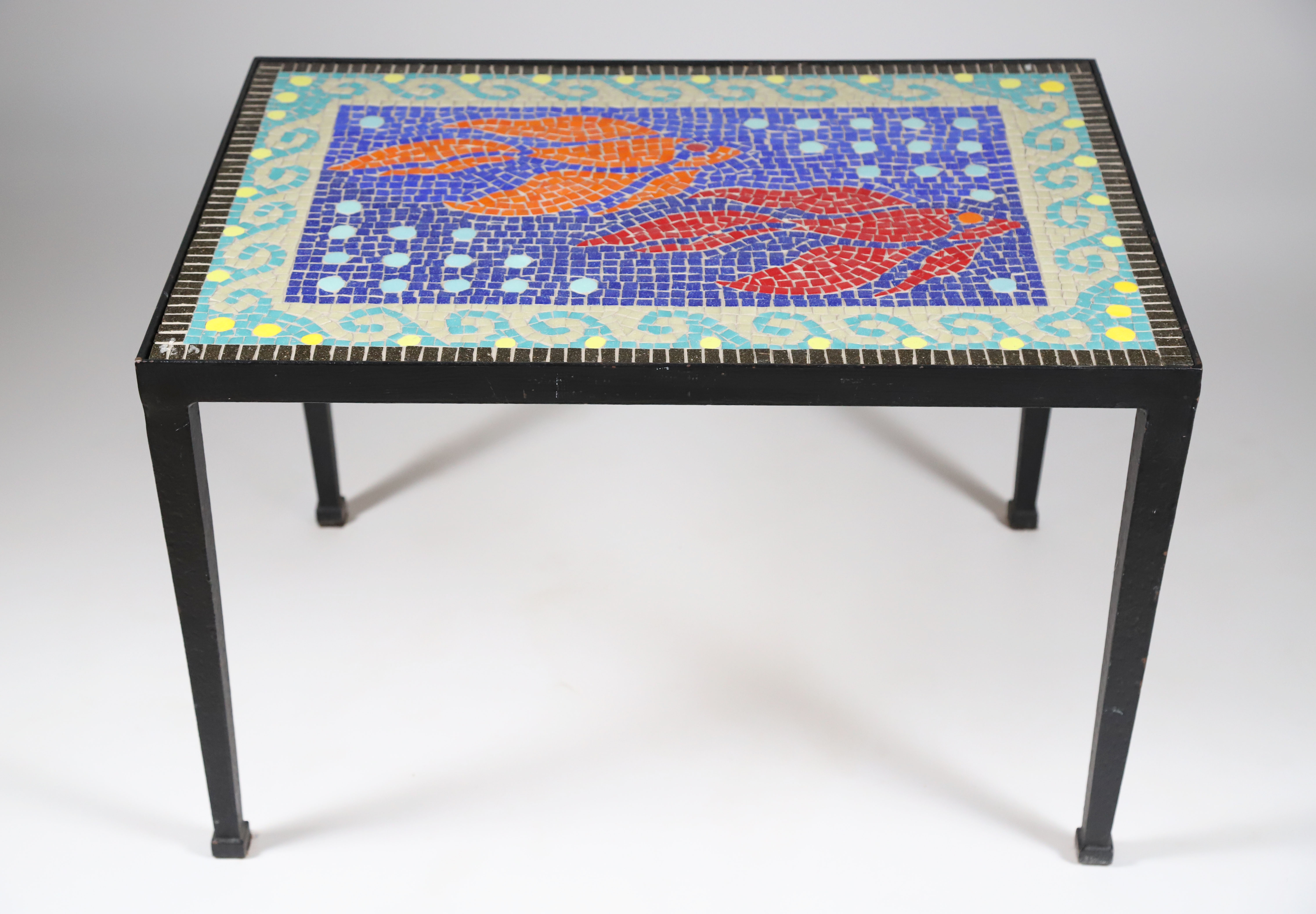 Mid Century Modern Style Fish Mosaic Table - Nancy Sage Mid Century ...
