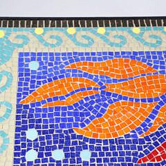 Nancy Sage Mid Century Modern Style Fish Mosaic Table, circa 2009
