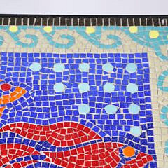 Nancy Sage Mid Century Modern Style Fish Mosaic Table, circa 2009