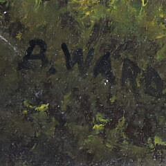 B. Ward Oil on Canvas “River Landscape With Fisherman”, 19th Century