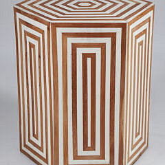 Moroccan Geometric Inlaid Hexagonal Stool or Side Tab
