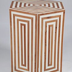 Moroccan Geometric Inlaid Hexagonal Stool or Side Tab